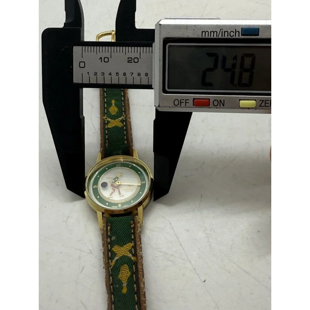 David Jordan Quartz Rotating Bowling Watch Round Face Brown Green Canvas Band